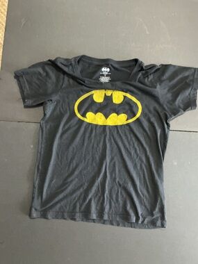 Batman Black Tee with Distressed Yellow Logo